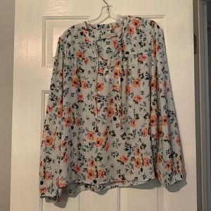 EUC Loft size large long sleeve floral blouse